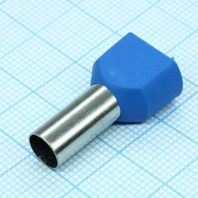 TE 10-14 Blue, наконечник кабельный торцевой сдвоенный трубчатый с изоляцией, L=26.6/14мм, провод 2х10мм2