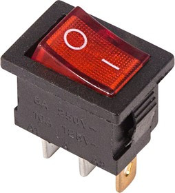 36-2150, Выключатель клавишный 250V 6А (3с) ON-OFF красный с подсветкой Mini (RWB-206, SC-768)