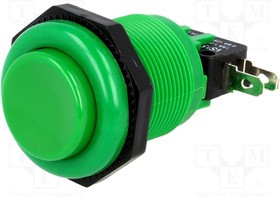 VAQ-7R-15-1C2-G, Переключатель кнопочный, 1, SPDT, 10A/250ВDC, зеленый, 23,6мм